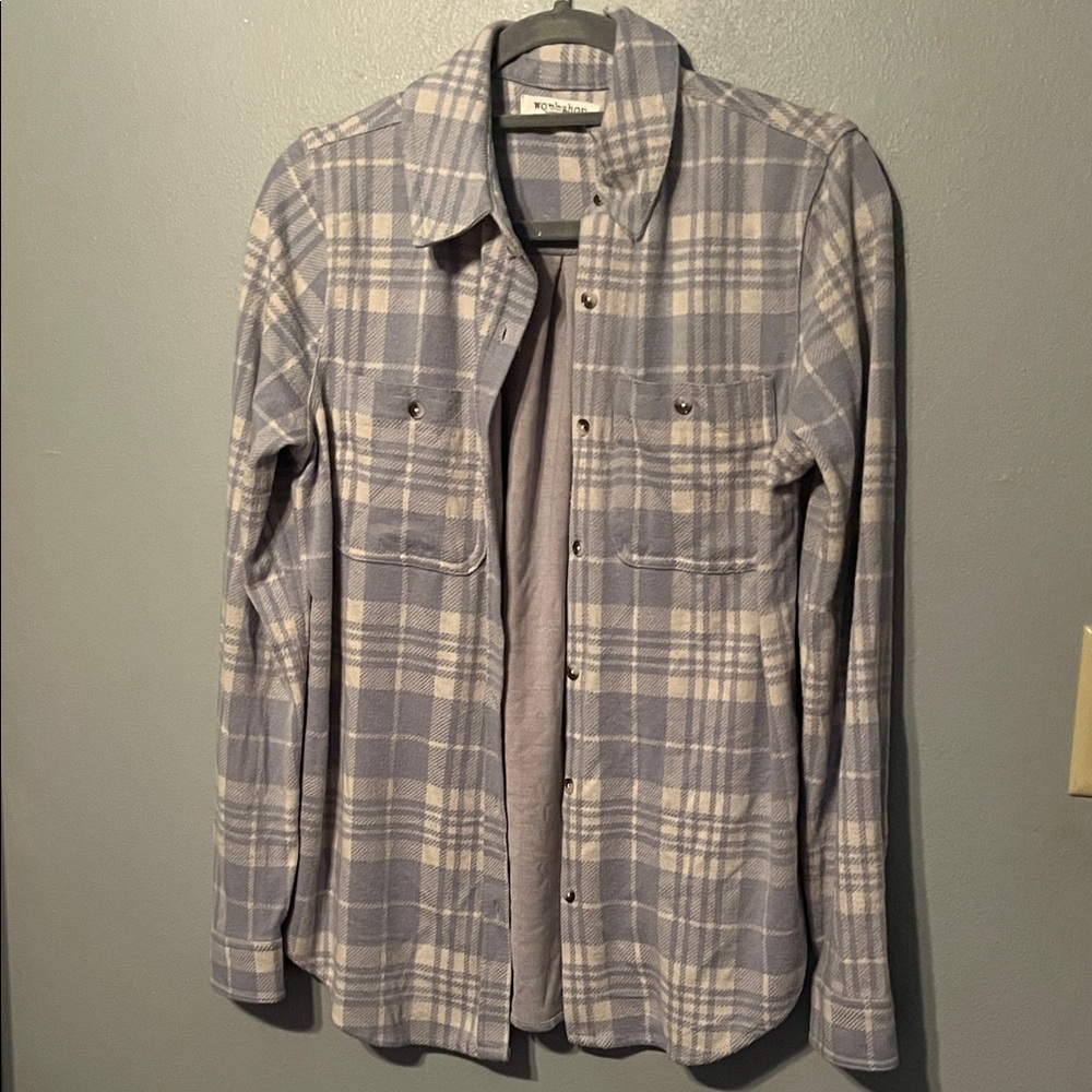 Workshop Republic Clothing Blue and Cream Plaid Utility Jacket